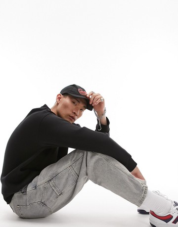Topman oversized sweatshirt in black