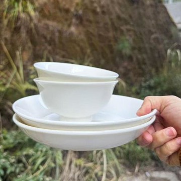4件套的價格德化中國白羊脂玉餐具5寸飯碗8寸深盤