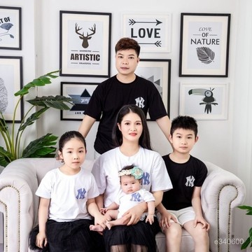 【不一樣的親子裝】美式厚磅親子服夏天 100%純棉短袖t恤親子裝 一家三口四口家庭裝 家庭服 全家裝 母女裝夏天 情侶衣