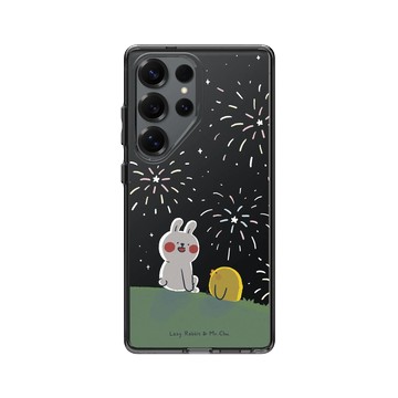 Galaxy S25 Ultra Clear 酷墨灰 - 懶散兔與啾先生 Lazy Rabbit and Mr.Chu - 煙火