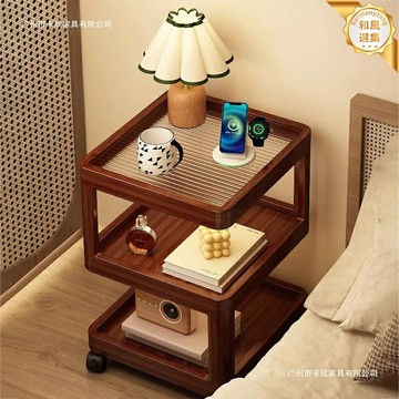 【極簡移動】邊幾 床頭櫃 沙發邊櫃 角幾 茶几 置物架 小桌子 多層收納 帶輪萬向 客廳臥室通用 簡易安裝