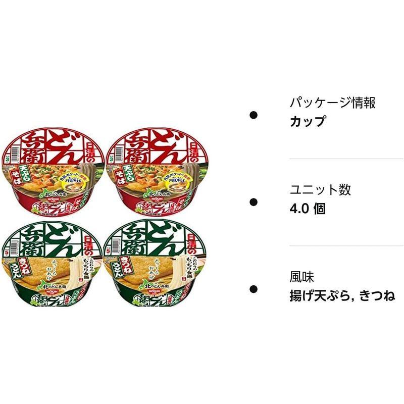 北海道限定北のどん兵衛 天ぷらそば きつねうどん 各２個計４個（北海道工場製造）