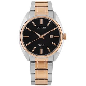 CITIZEN 表 / BI5104-57E / 極簡時尚 礦石強化玻璃 日本機芯 日期 不鏽鋼手錶 黑x鍍玫瑰金 41mm