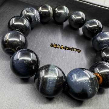 藍虎眼手珠 18mm 大顆漂亮 藍虎眼 🌠三新水晶🌠 虎眼手珠 Tigerite 藍虎眼 Tiger's Eye