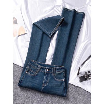 (免運)微喇牛仔褲女高腰顯瘦四面彈復古藍小個子喇叭褲2026年春季新款潮