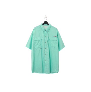 Back to Green-釣魚短袖襯衫 Columbia青綠 d-05//vintage shirt