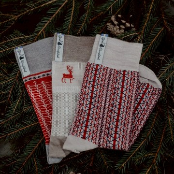 瑞典Ojbro Vantfabrik 美麗諾羊毛襪 新年慶典3入組 - Large 27至29 cm