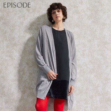 EPISODE - 氣質百搭銀色光澤長版針織外套144404