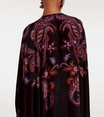 Etro Paisley caped fringed silk gown