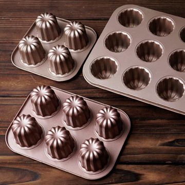 12連可露麗模具天使之鈴蛋糕模具烤盤加高不沾布丁甜品杯烘焙家用