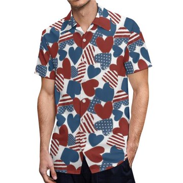 Lapel printed loose short-sleeved shirt 翻領印花寬松短袖襯衫