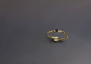 小品系列-細鍊深藍寶石黃銅開口戒