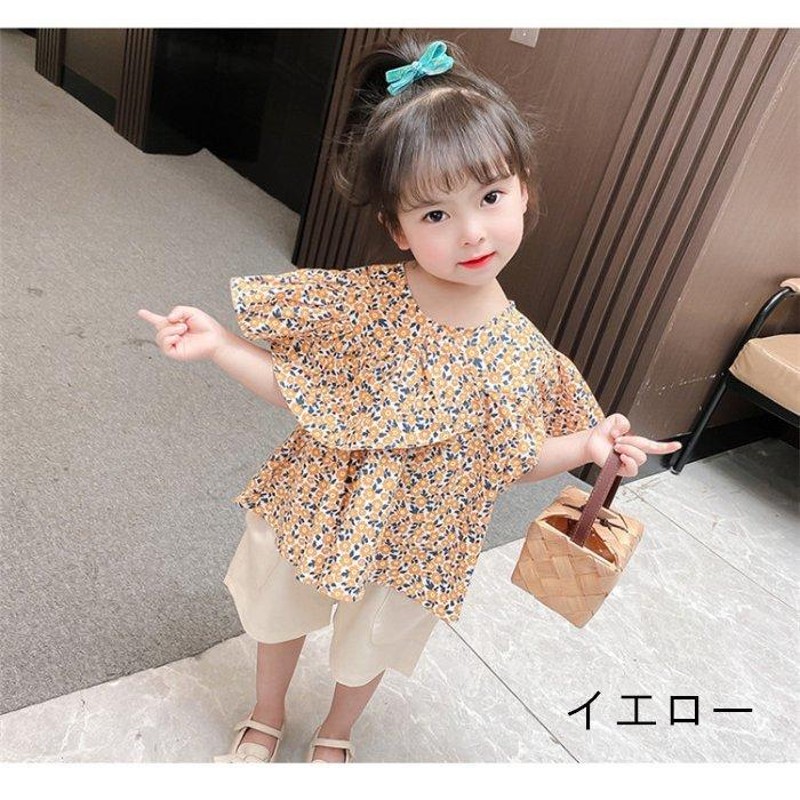 韓国子供服 花柄カットソーセットアップ - キッズ服女の子用(90cm~)