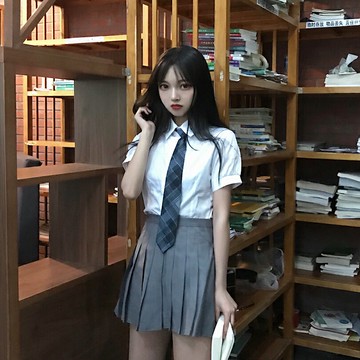 學院風短袖襯衫兩件套學生裝日系領帶女英倫制服jk百褶裙夏季套裝