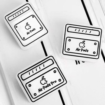 二次元airpods3保護殼硅膠磨砂偏硬殼適用蘋果airpodspro無線耳機殼二代簡筆畫airpodspro2高級四五代保護套