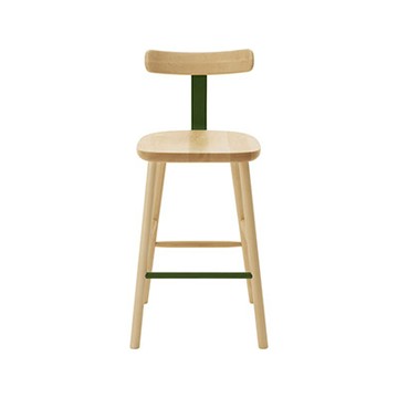 T&O T2 Bar Stool Mid 吧檯椅（橡木、綠色鋼腳）