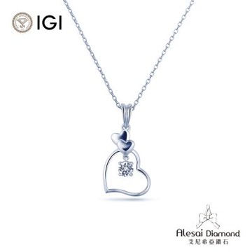Alesai 艾尼希亞鑽石 IGI 30分 D/VS1 愛心鑽石項鍊 3EX+IDEAL 車工 培育鑽石