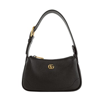 GUCCI Aphrodite GG 標誌山羊皮肩背包/手提包(黑色)