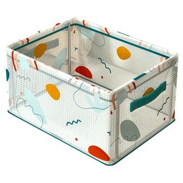 Mass 生活好物 卡通鋼架折疊收納箱 衣物玩具收納 帶提手  大(40 x 30 x 20cm)  B款 幾何植物  1個