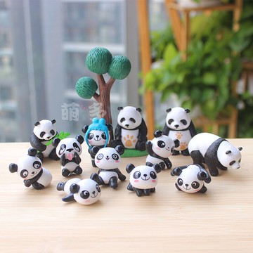 熊貓車載擺件 桌面工藝品創意玩偶擺件 送防滑墊蛋糕配件新品包郵