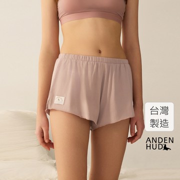 【Anden Hud】下身_陽光微暖．涼感密拷花型開叉短褲(嫣紫) 台灣製