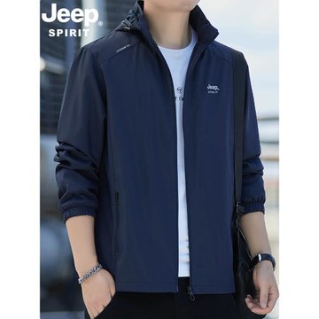 JEEP吉普男士外套秋冬立領商務加絨夾克戶外休閑運動沖鋒寬松上衣