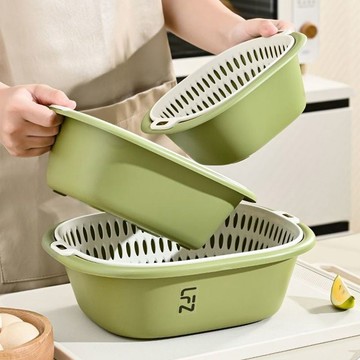 [特選]六件套洗菜菜籃瀝水新款食品級廚房水果客廳家用多功能神器六件