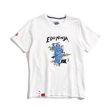 江戶勝 日系 男裝 忍者系列 伊賀忍者印花短袖T恤(米白色) #上衣