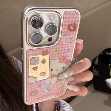 鏡子kt貓適用蘋果17手機殼iPhone16promax鏡面15/14電鍍13/12女11