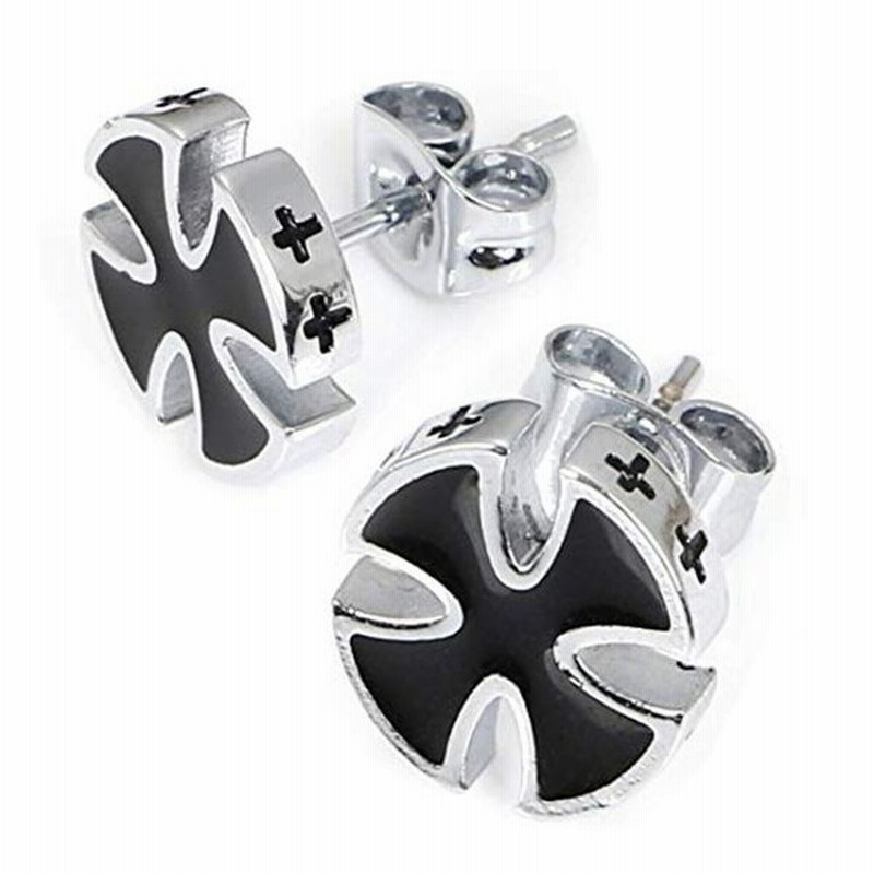 レッドダイス Red Dice ピアス メンズ ブラック 黒 金 ゴールド 銀 シルバー 丸 かっこいい 両耳用 スタッド 丸十字 通販 Lineポイント最大get Lineショッピング