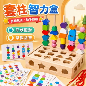 台灣出貨🎨套柱智力盒 智力盒玩具 套柱玩具 形狀認知玩具 積木玩具 串珠玩具 配對智力盒 蒙特梭利教具 拼插積木 套柱