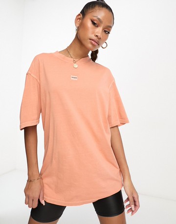 HUGO Direzzi boyfriend fit t-shirt in washed orange