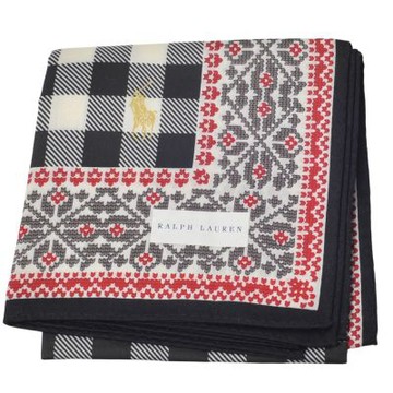 RALPH LAUREN POLO 民族風拼接格紋小馬印花LOGO圖騰帕領巾(51CM)