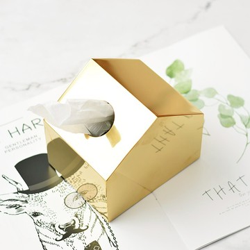 黃銅色金屬小房子紙巾盒 抽紙盒擺件 小尺寸S號 北歐ins風裝飾1入