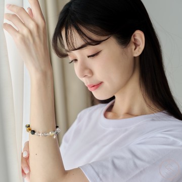 (絕版)  亞勒斯 | 虎眼石 黑髮晶 金髮晶 白水晶 S925純銀 | 天然水晶手鍊