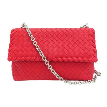 【二手名牌BRAND OFF】BOTTEGA VENETA BV 寶緹嘉 紅色 編織 皮革 肩背包