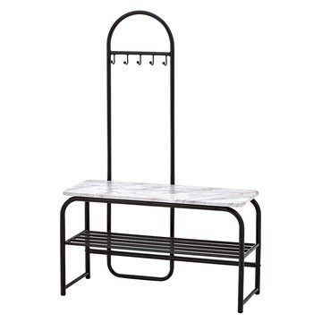 【H&R安室家】歐式仿大理石紋收納穿鞋椅 台灣製 LS298(置物架 鞋架)