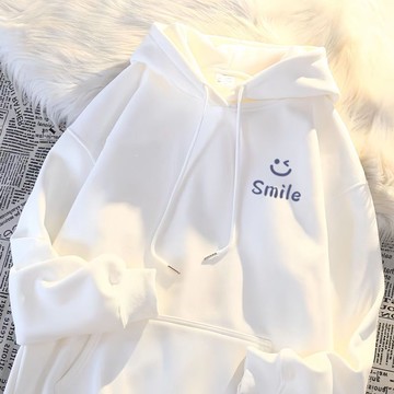 愛依依 衛衣 長袖T卹 印花上衣 學院風S-2XL新款連帽衛衣女青春感校園寬鬆套頭帽衫-9521.