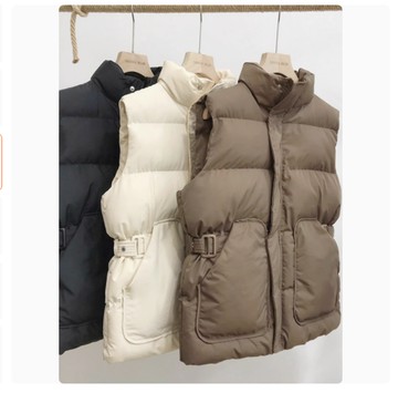 無袖坎肩背心羽絨棉馬甲女顯瘦洋氣時尚秋冬立領馬夾收腰百搭【步行者戶外生活館】