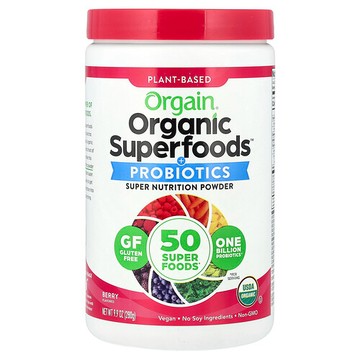 Orgain, 有機 Superfood™ + 益生菌超級營養粉，漿果味，9.9 盎司（280 克）