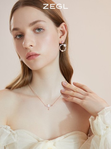 ZEGL設計師裙飾box系列925純銀蝴蝶花朵項鏈女輕奢小眾鎖骨鏈配飾