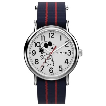 TIMEX x Peanuts Weekender Cool Joe 38 毫米 尼龍錶帶腕錶(藍 TXTW2Y31100)