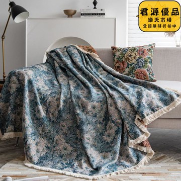 沙發罩 沙發巾 美式復古向日葵油畫莫奈沙發墊提花布藝四季通用沙發巾客廳萬能蓋