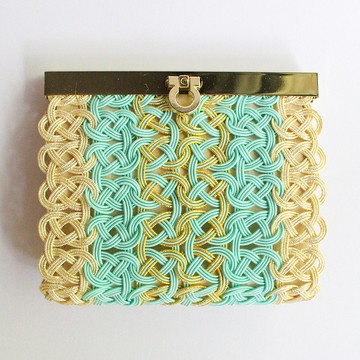 締結金錢與緣分的水引口金包 閃耀藍