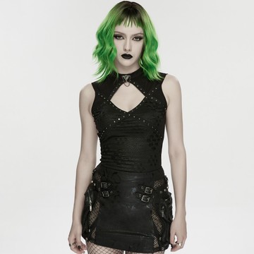 龐克野地女巫護符鏤空蛇紋背心