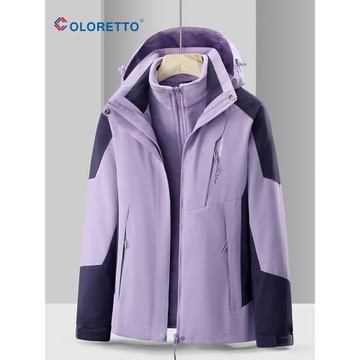 沖鋒衣女三合一可拆卸加絨加厚戶外秋冬季中老年媽媽保暖防風外套