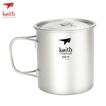 Keith鎧斯純鈦單層折疊水杯 咖啡杯超輕戶外便攜旅行辦公帶蓋茶杯