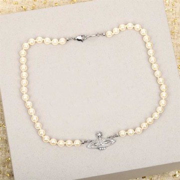 2024新款爆款西太后土星珍珠項鏈女choker頸鏈輕奢小眾別針鎖骨鏈