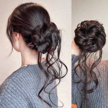 臺灣嚴選長鬚丸子頭假髮包女抽絲花苞頭假髮圈仿真龍鬚丸子頭後腦勺盤發包