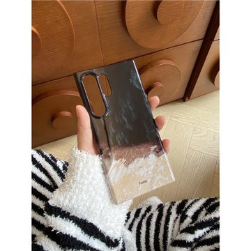 巖石松樹適用于三星S22Ultra藝術菲林硬殼S23+小眾設計S21Ultra半包s21+手機殼S21光面女款新款ins保護套